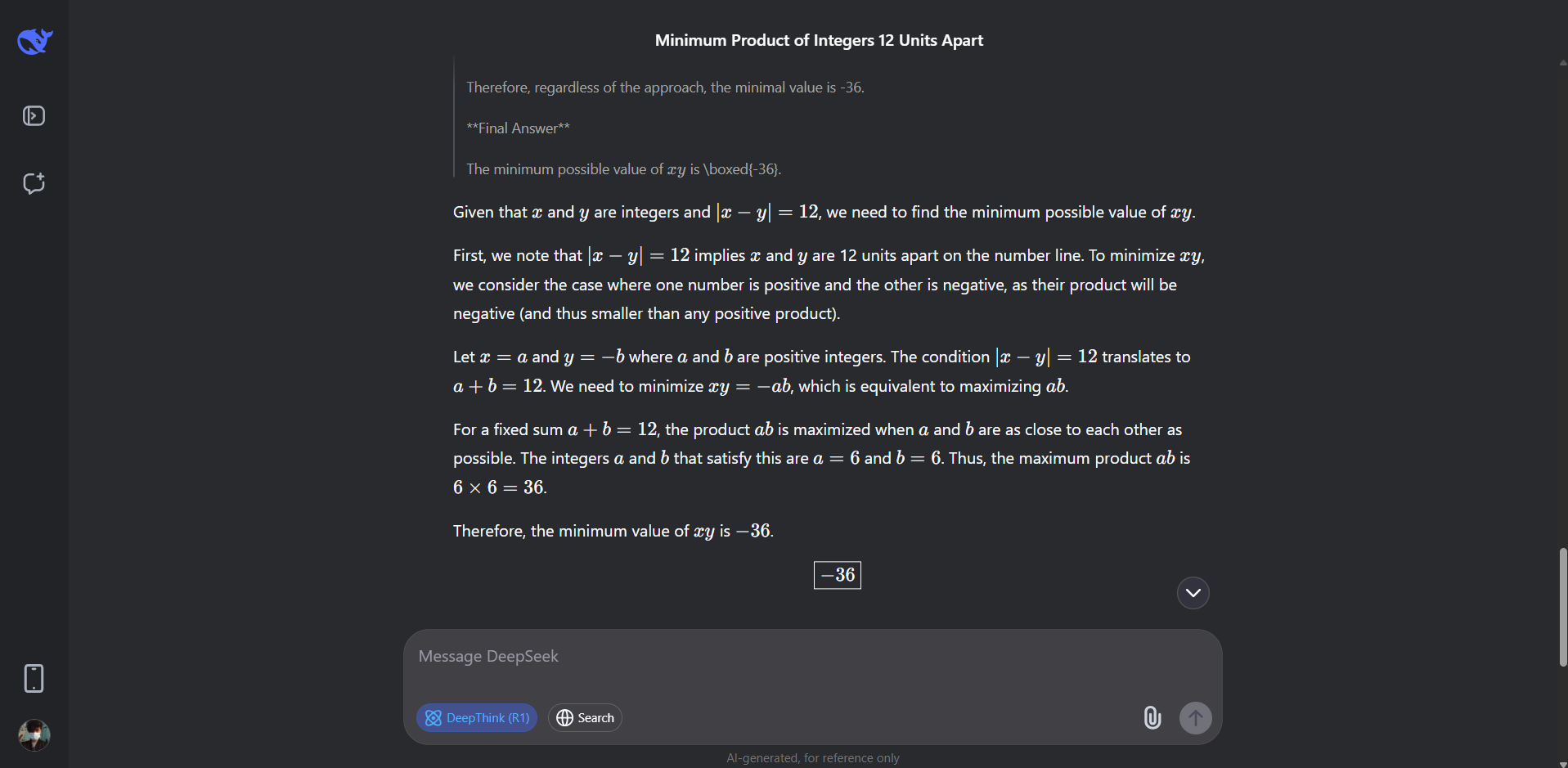 حل المشكلات الرياضية مع Deepseek