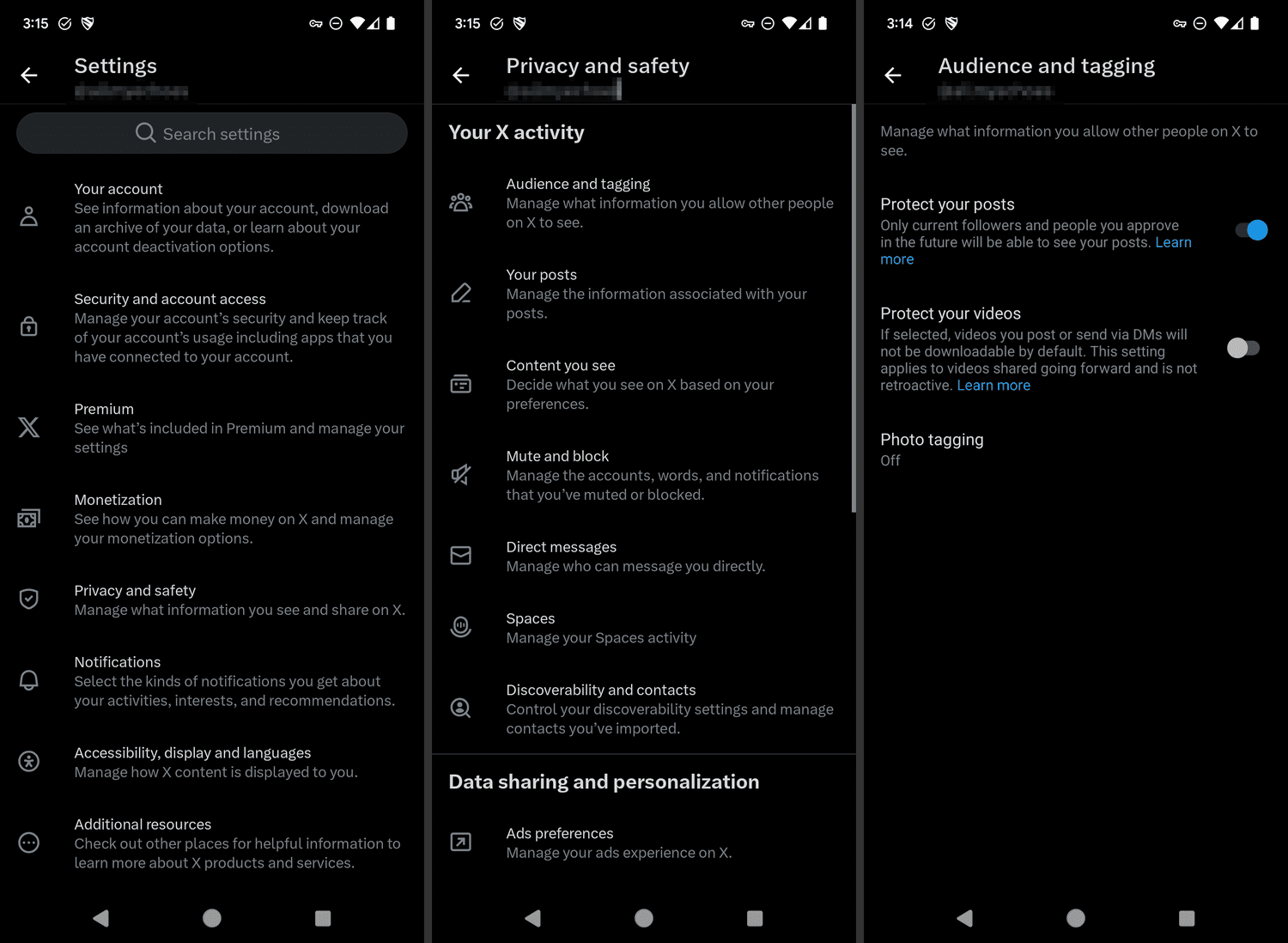 «Protégez vos messages à basculer dans l'application X Android
