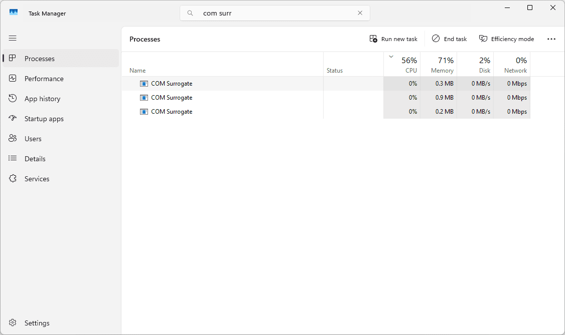 Com chat de substitution et utilisation de la mémoire dans le gestionnaire de tâches de Windows 11