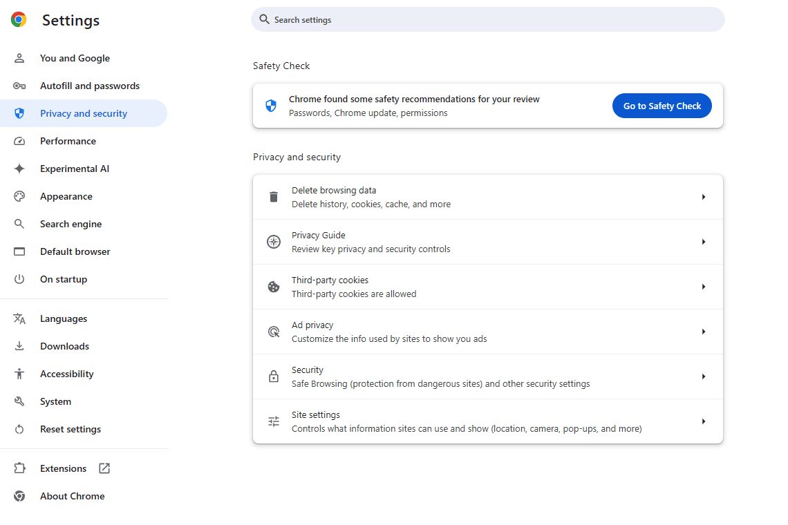 Les paramètres de confidentialité et de sécurité dans Chrome