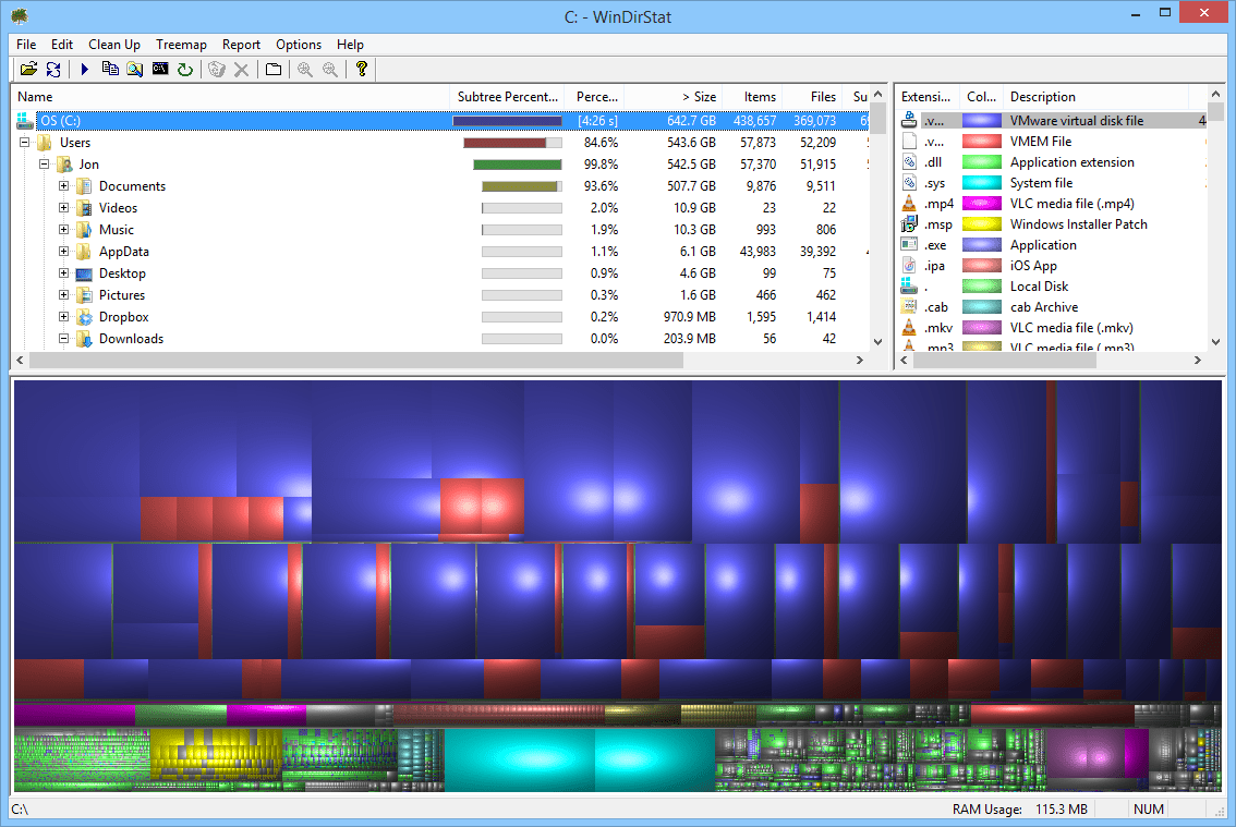 Windirstat dans Windows 8