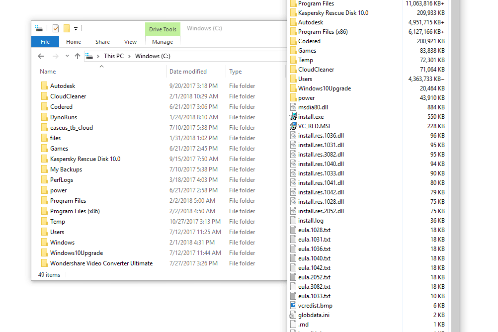 Taille du dossier v2.6 dans Windows 10