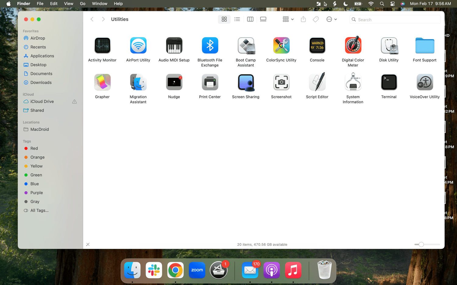 Terminal répertorié dans les services publics sur macOS