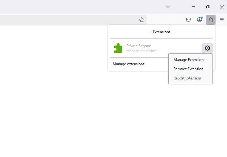 L'option Gérer l'extension pour un module complémentaire Firefox