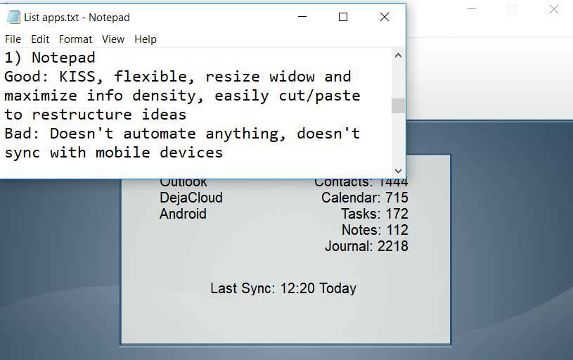 Bloc-notes Windows sur une autre application