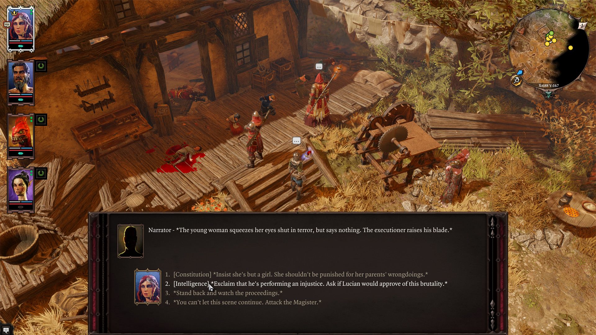 Capture d'écran officielle de Divinity Original Sin 2 montrant un dialogue jouant.