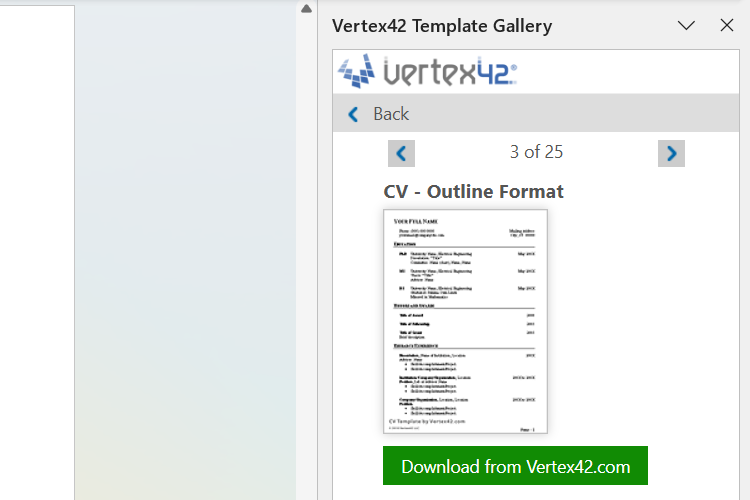 Vertex42 Template Library Ad-In pour Microsoft Word