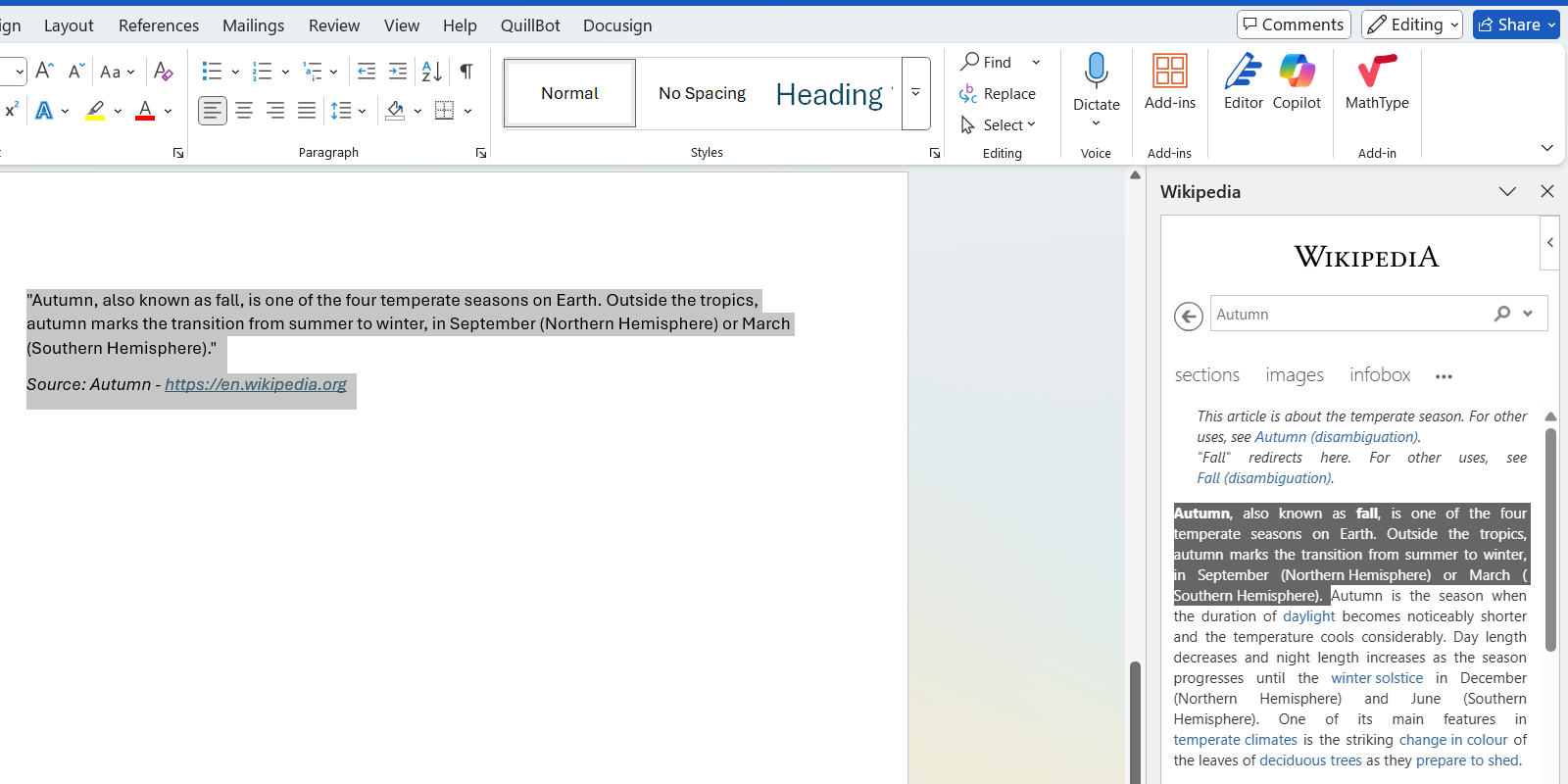 Complément Wikipedia pour Microsoft Word