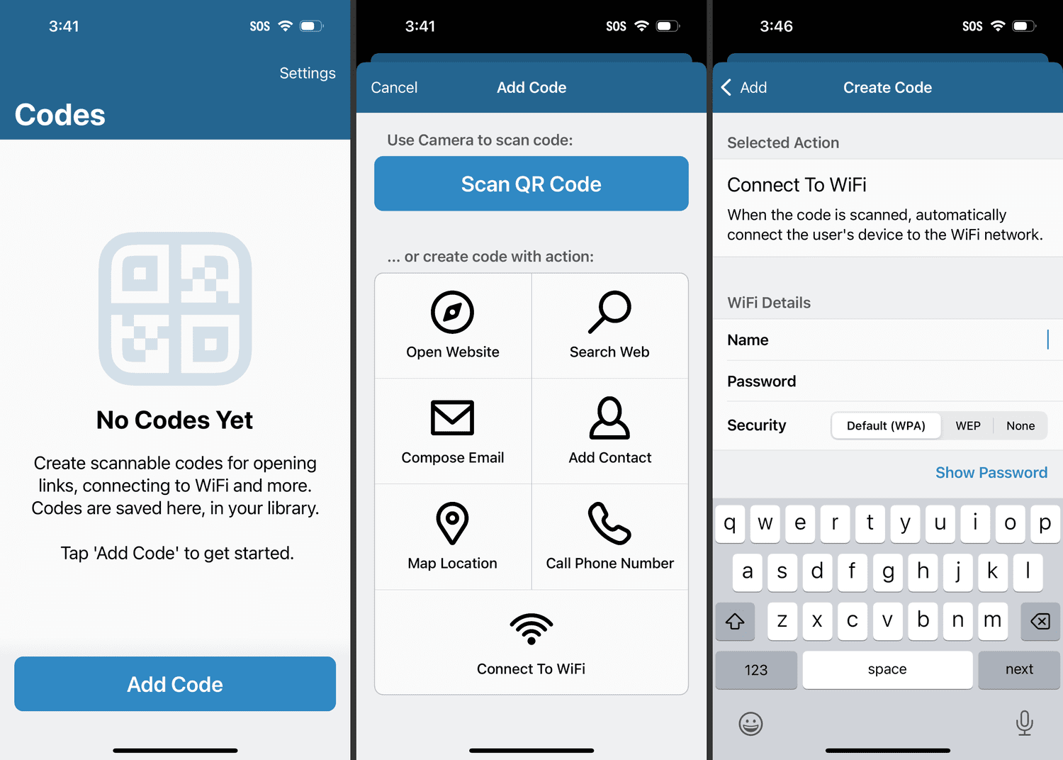 Création d'un code QR Wi-Fi Partage avec des codes visuels pour iPhone