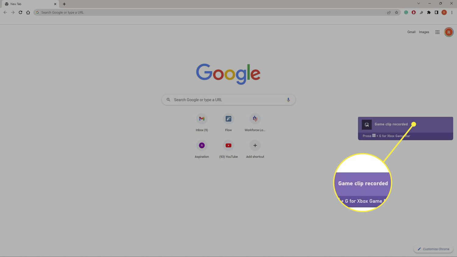 Clip de jeu Notification enregistrée sur place sur Windows 11.