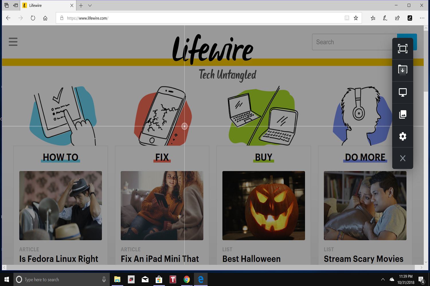 Une capture d'écran de l'extension du navigateur de marqueur utilisé car elle est utilisée pour capturer la page Web principale de LifeWire.