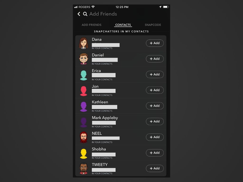 Comment ajouter des contacts à la liste des amis Snapchat
