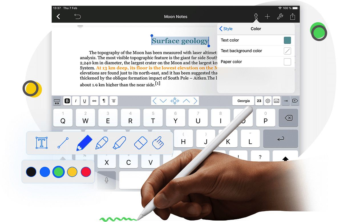 Notes écrivain sur un iPad