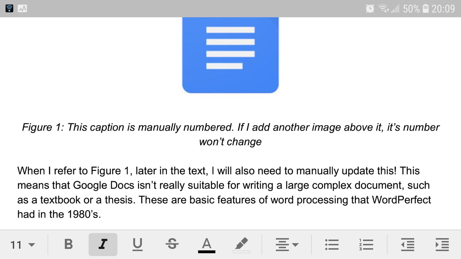 Capture d'écran de Google Docs