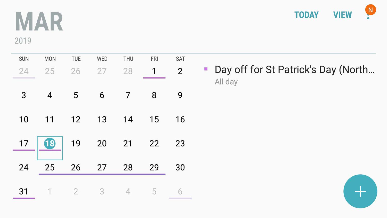 Puste d'écran du calendrier de gooogle