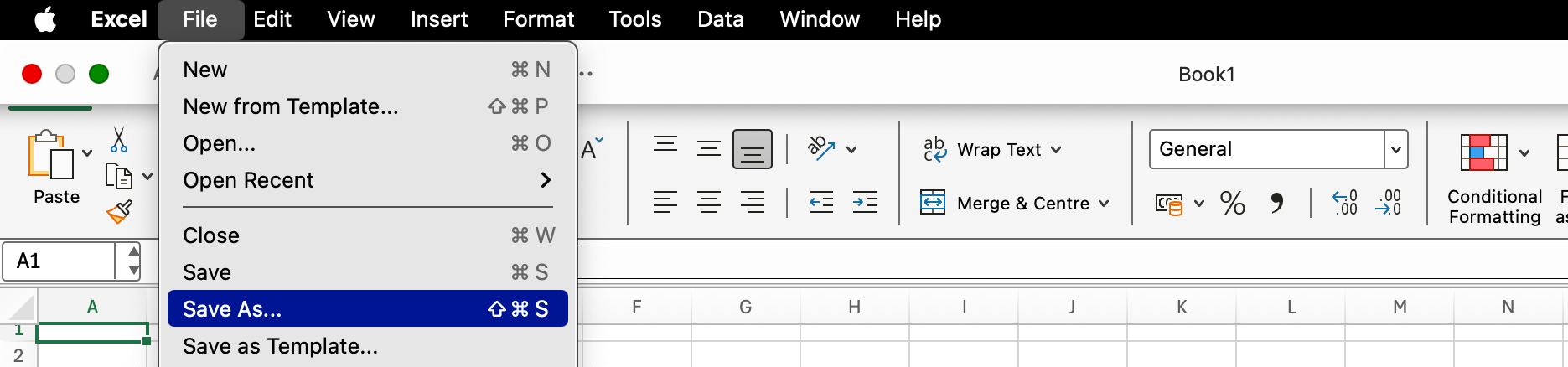 Enregistrer un fichier localement dans Microsoft Excel.