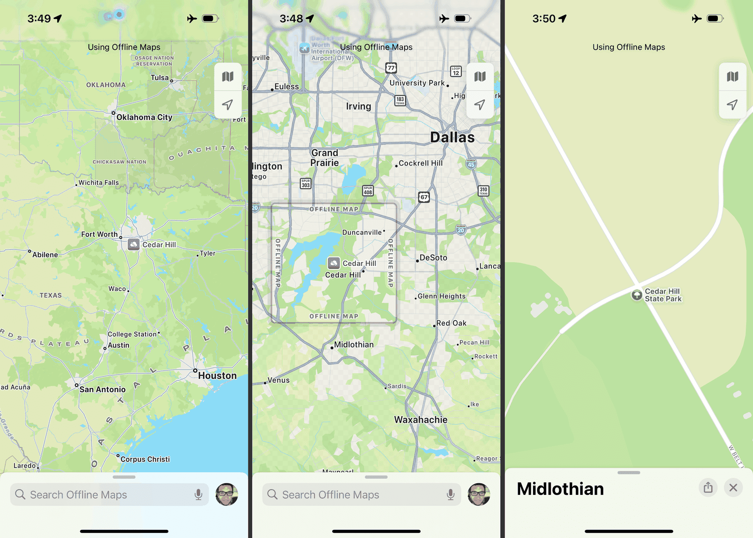 Utilisation d'une carte hors ligne dans l'application Apple Maps pour iPhone