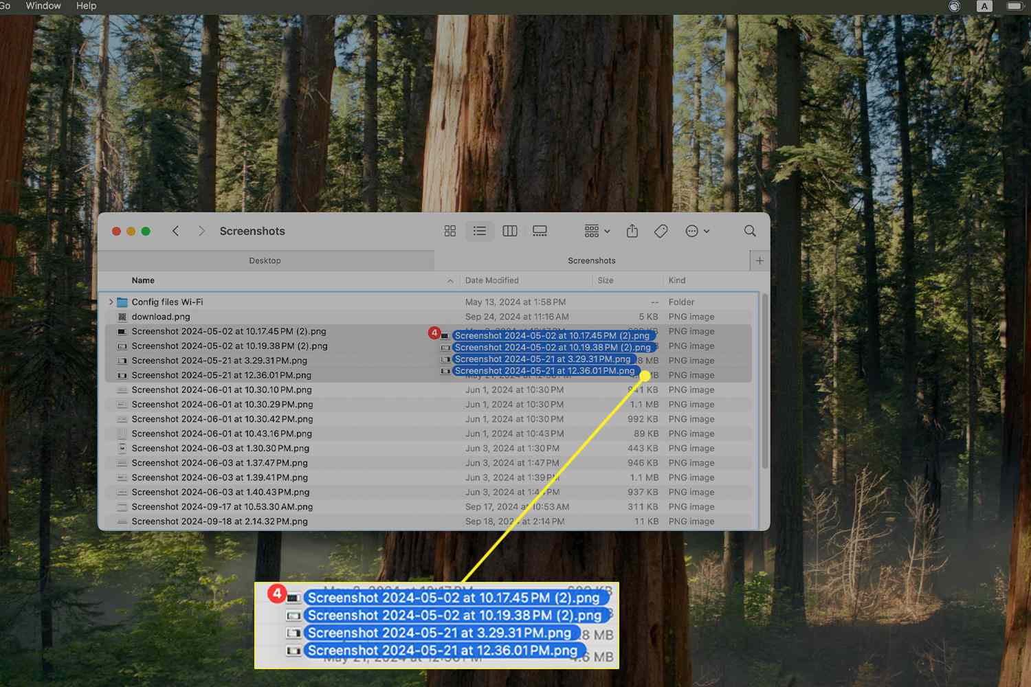 Déplacer une sélection en surbrillance à l'aide d'une action de glisser-déposer sur un trackpad Mac