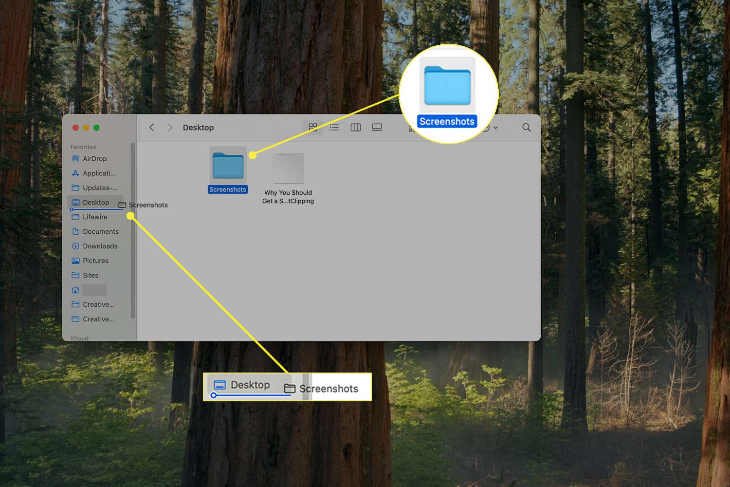 Faire glisser et laisser tomber un dossier pour les favoris dans Finder sur un Mac