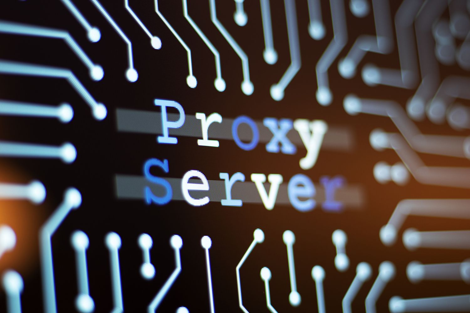 Contexte technologique et carte de circuit imprimé avec message du serveur proxy.