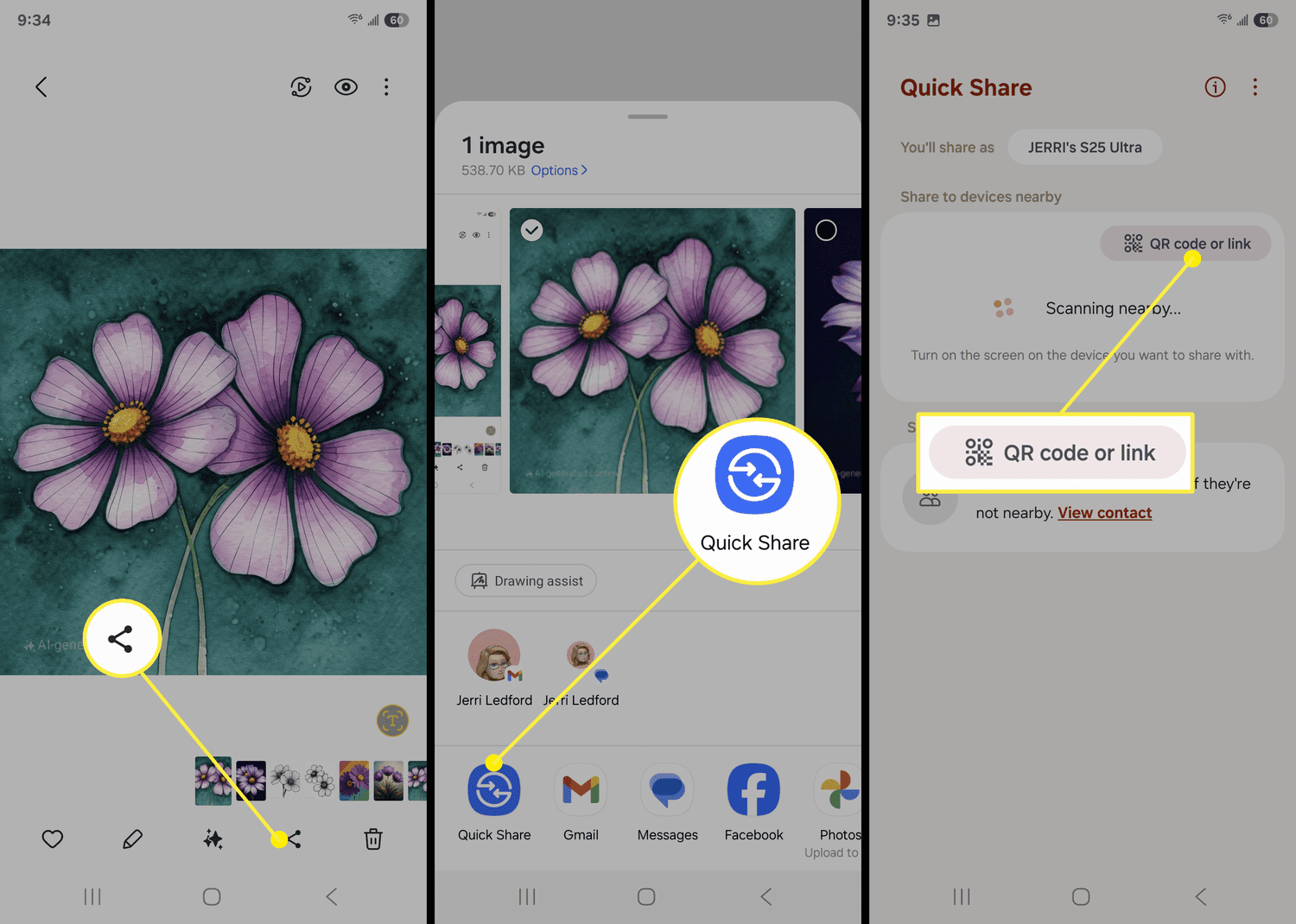 Où trouver l'option SAHRE Link sur un téléphone Galaxy.