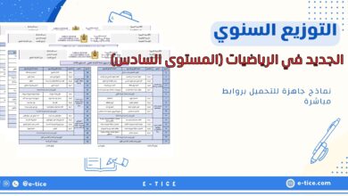 التوزيع السنوي للجديد في الرياضيات (المستوى السادس)