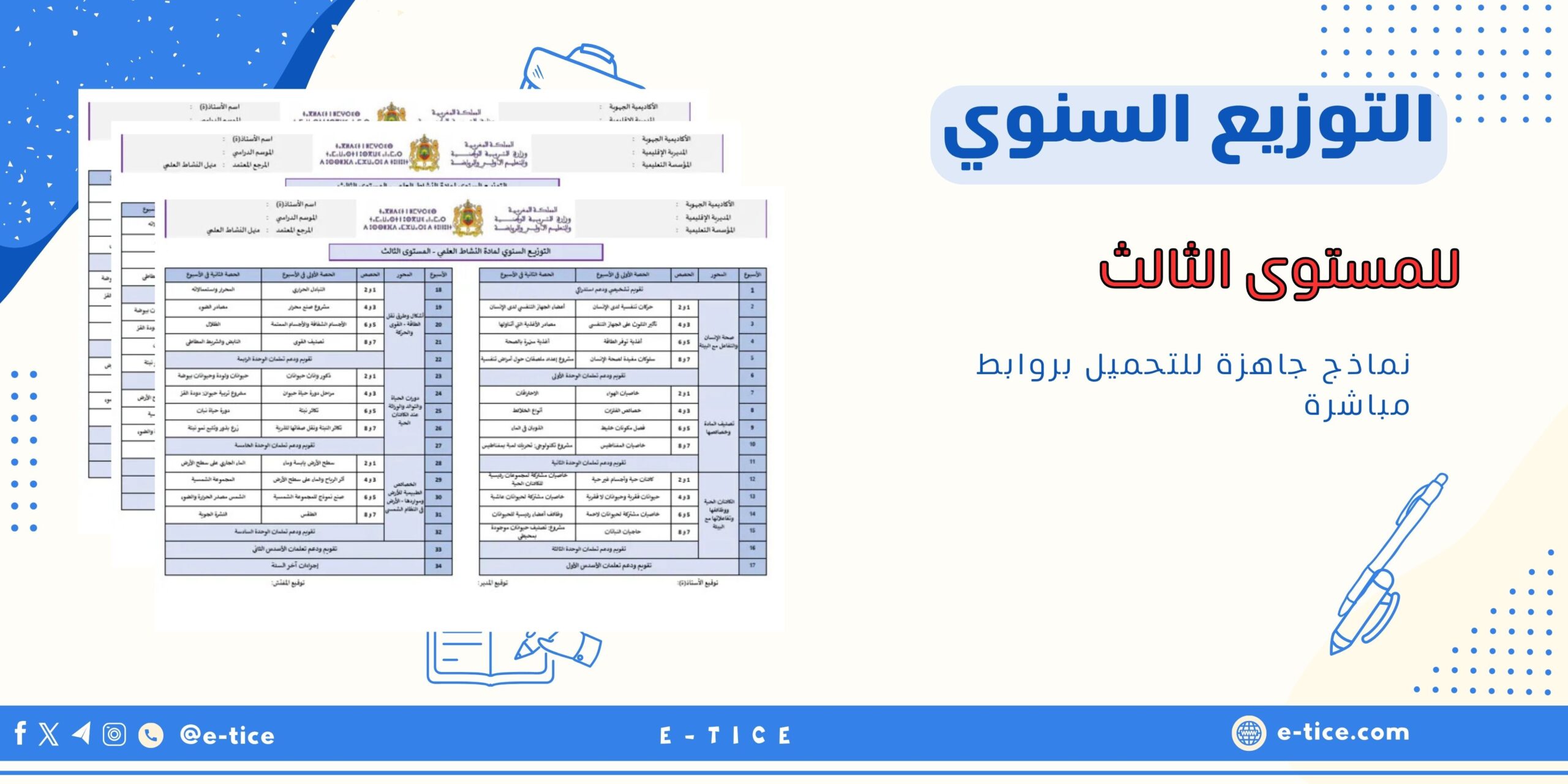 التوازيع السنوية للمستوى الثالث