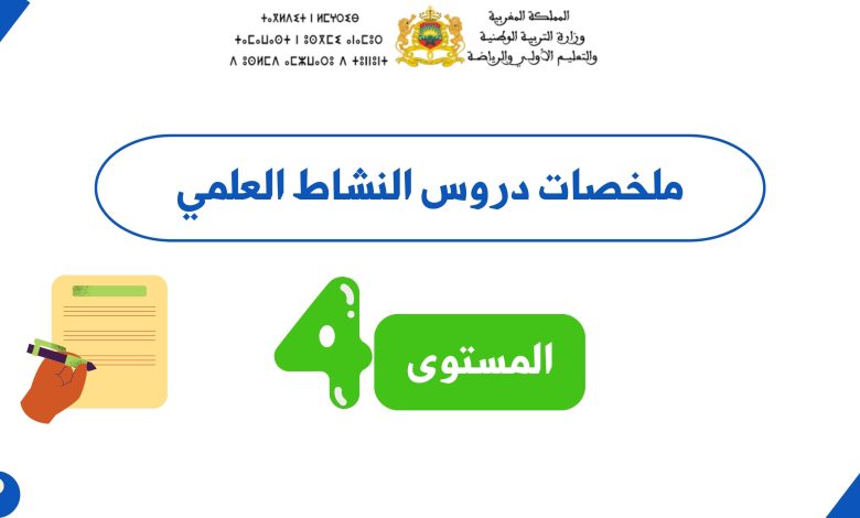 ملخصات النشاط العلمي المستوى الرابع ابتدائي