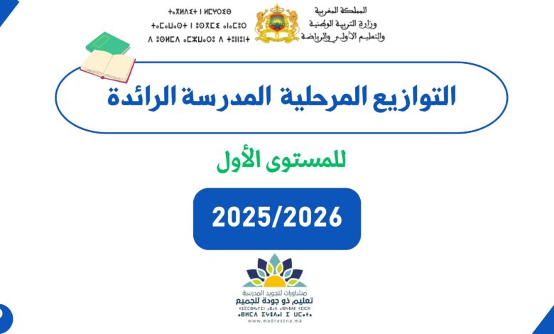 التوازيع المرحلية للمستوى الأول المدرسة الرائدة 2025/2026 7 التوازيع المرحلية للمستوى الأول المدرسة الرائدة 2025/2026