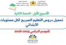 تحميل دروس التعليم الصريح الأسبوع الأول - الحصة الثانية لكل مستويات الابتدائي 2025-2026