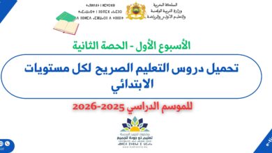 تحميل دروس التعليم الصريح الأسبوع الأول - الحصة الثانية لكل مستويات الابتدائي 2025-2026 1 تحميل دروس التعليم الصريح الأسبوع الأول - الحصة الثانية لكل مستويات الابتدائي 2025-2026
