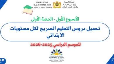 تحميل دروس التعليم الصريح الأسبوع الأول (ح1) لكل مستويات الابتدائي للموسم الدراسي 2025-2026 1 تحميل دروس التعليم الصريح الأسبوع الأول لكل مستويات الابتدائي للموسم الدراسي 2025-2026
