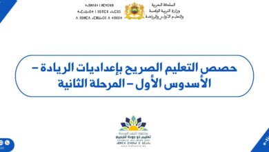 حصص التعليم الصريح بإعداديات الريادة – الأسدوس الأول – المرحلة الثانية 3 حصص التعليم الصريح بإعداديات الريادة – الأسدوس الأول – المرحلة الثانية